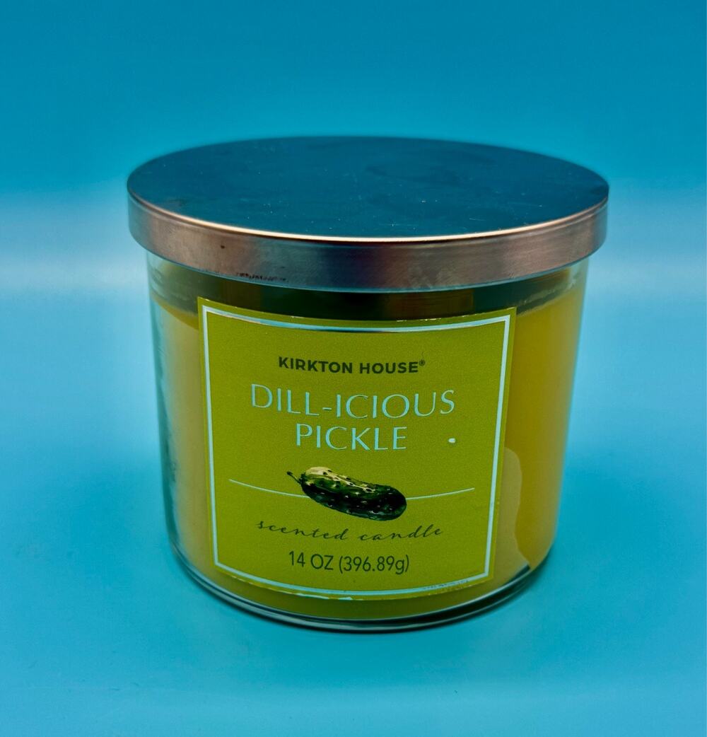 Kirkton House Dill-icious Pickle Candle 14 Oz 3 Wick Discontinued Unused